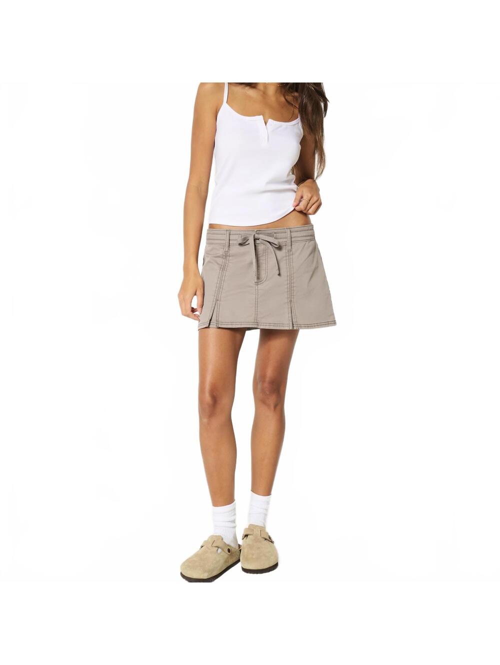 Hollister Pleated Mini Skort NWT Taupe Small